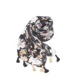 Pashmina rectangular de viscosa liviana con estampado floral multicolor.