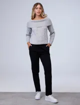 Pantalón de yoga azul marino, de corte recto y cintura elástica.
