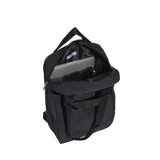 Bolso Adidas negro con doble asa de mano y logo de la marca en relieve.