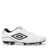 Championes de fútbol 11 para hombre, marca Umbro, modelo Classico III HG. Color blanco con detalles en negro, con cordones y tapones.