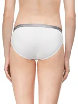 Bombacha clásica blanca de algodón elástico con cintura elástica gris con el logo de Calvin Klein.
