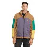 Campera Rusty Baffin marrón con paneles en color lila, verde y amarillo.