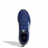 Championes Adidas Run Falcon 5 azules con detalles en blanco y suela blanca con base marrón.
