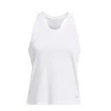 Musculosa deportiva Under Armour Launch Singlet, color blanco, de corte holgado y espalda deportiva.