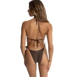 Top de bikini marrón con tirantes finos.