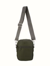 Bandolera verde militar de lona con correa ajustable con el logo de la marca.