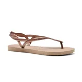 Ojotas Havaianas modelo Luna, color rosa nude, con tira fina trasera y diseño trenzado en la tira delantera.
