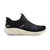 Championes deportivos Skechers Hands Free Slip-ins modelo BOBS Sport Squad Chaos - Your Moment, color negro con suela blanca. Capellada de malla con correa cruzada y plantilla acolchada Skechers Memory Foam.