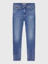 Pantalón de jean Tommy Jeans de corte skinny, color azul claro con efecto desteñido.