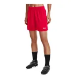 Short deportivo Under Armour Golazo 3.0 color rojo, de corte holgado y tejido ligero con tecnología antitranspirante. Presenta logo de la marca en color blanco en la pierna izquierda.