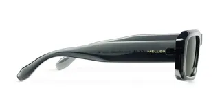 Gafas de sol unisex de forma rectangular oversized, con montura gris y lentes verdes.