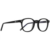 Lentes de eco acetato negros con forma redonda.
