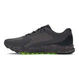 Championes Under Armour Charged Bandit Trail 3, color gris con detalles en verde flúor y suela con patrón de camuflaje. Diseñados para trail running.