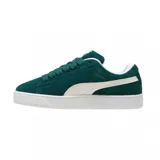 Championes Puma Suede XL, color azul con franja lateral blanca y detalles dorados.