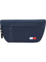 Riñonera azul marino de poliuretano con logo Tommy Jeans engomado y correa ajustable con hebilla.