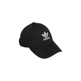 Gorra negra Adidas Originals con logo bordado en blanco en el frente.