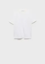 Camiseta negra de algodón de gramaje grueso, manga corta y cuello redondo.