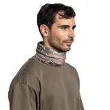 Cuello multifuncional Buff Coolnet Uv con estampado abstracto en tonos grises y amarillos.