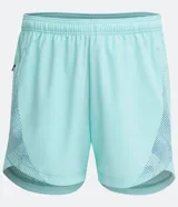 Bermuda deportiva celeste con detalles de recortes laterales con estampado de puntos.