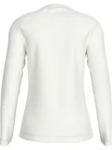 Remera blanca de algodón de manga larga con cuello redondo y logo CK bordado en el pecho.