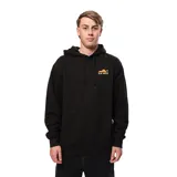 Canguro negro con capucha, bolsillo delantero y logo de La Isla Elements estampado en el pecho. Corte clásico.