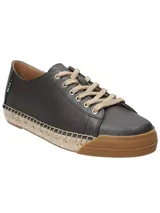 Zapatillas bajas de cuero color crema con cordones y plataforma de yute.