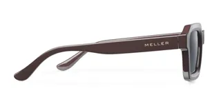 Lentes de sol cuadrados con armazón marrón y lentes negros polarizados.