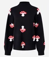 Buzo de manga larga y cuello alto confeccionado en jacquard con estampado de hongos.
