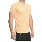 Remera deportiva gris jaspeado de poliéster con logo Umbro estampado en blanco en el pecho.