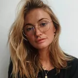 Lentes de metal dorados con forma redonda y lentes transparentes con filtro de luz azul y protección UV400.