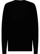 Sweater negro de algodón con cuello redondo y logo de Tommy Hilfiger bordado en el pecho.