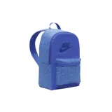 Mochila Nike Heritage azul con logo y bolsillo inferior con estampado.