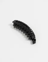 Broche banana para el pelo, de acrílico color negro con incrustaciones brillantes.