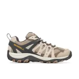 Championes de trekking Merrell Accentor 3 para hombre, color beige con detalles en marrón y gris. Capellada de ante y malla transpirable, cordones y refuerzos reciclados, puntera de goma protectora, entresuela de espuma EVA y suela de goma adherente.