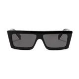 Gafas de sol unisex con montura rectangular gruesa de acetato negro y lentes grises con protección UV400.