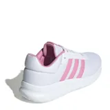 Championes Adidas Lite Racer 4.0 para mujer, color blanco con detalles rosados, con tecnología Cloudfoam en la entresuela.