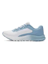 Championes Under Armour Charged Bandit Trail 3 para mujer, diseñados para trail running. Color verde con detalles en blanco y naranja.