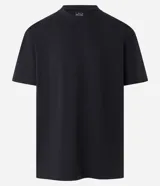 Remera relaxed de algodón con efecto grueso, color azul marino, cuello redondo y manga corta.