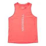 Musculosa deportiva color coral con logo vertical de la marca en el frente.