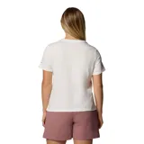 Remera blanca de algodón orgánico con cuello redondo y logo de Columbia estampado en el pecho.