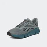 Championes Reebok EO-ZIG Dynamica, color gris con detalles en azul.