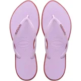 Ojotas Havaianas Slim Point color lila con contorno marrón.