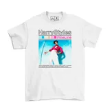 Remera blanca de algodón con estampado del cantante Harry Styles y su álbum Fine Line.