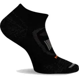 Calcetines negros de corte bajo, ideales para senderismo. Cuentan con zonas acolchadas en la planta del pie, arco reforzado, tecnología NanoGLIDE® en talón y puntera, tecnología MerinoMax para control de humedad y zonas de malla transpirable.