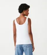 Musculosa azul marino de poliamida con escote en U y breteles anchos.