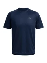 Remera deportiva Under Armour Tech 2.0 de hombre, color gris jaspeado con logo negro en el pecho.