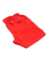 Short de baño amarillo con cintura elástica y logo pequeño en la pierna.