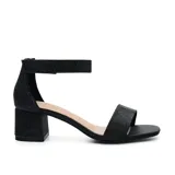 Sandalia de fiesta negra con pulsera al tobillo y taco bloque.