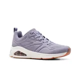 Championes Skechers Street Tres-Air Uno color lila, con capellada de cuero sintético texturizado, cordones, plantilla Air-Cooled Memory Foam y entresuela con cámara de aire visible Skech-Air.