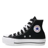 Zapatillas de caña alta en color negro con plataforma blanca y detalles en costura.
